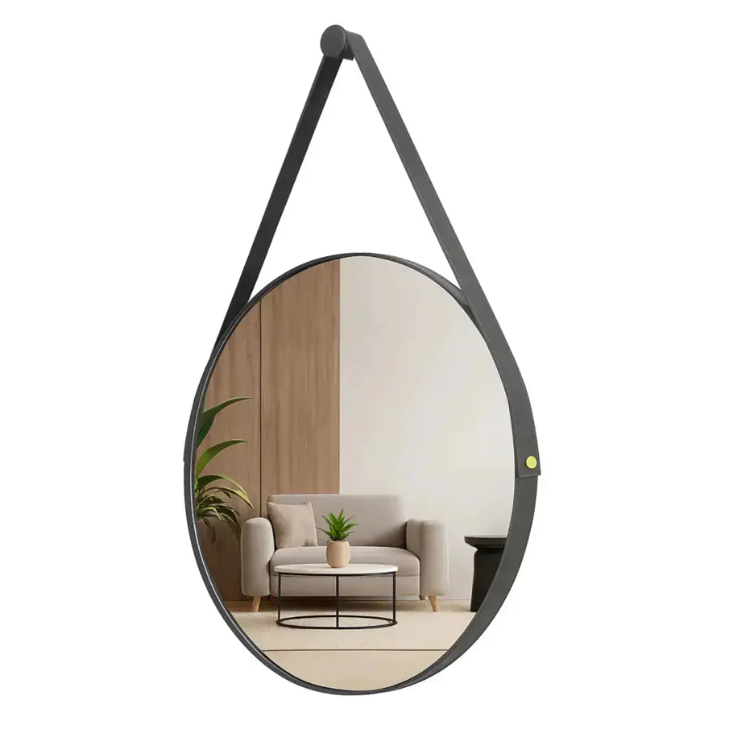 Espelho Adnet Couro Costurado Redondo 30–60cm