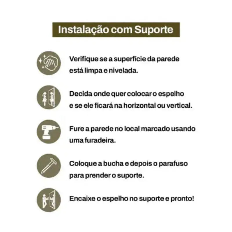 Espelho Adnet Redondo com Alça em Couro 60cm